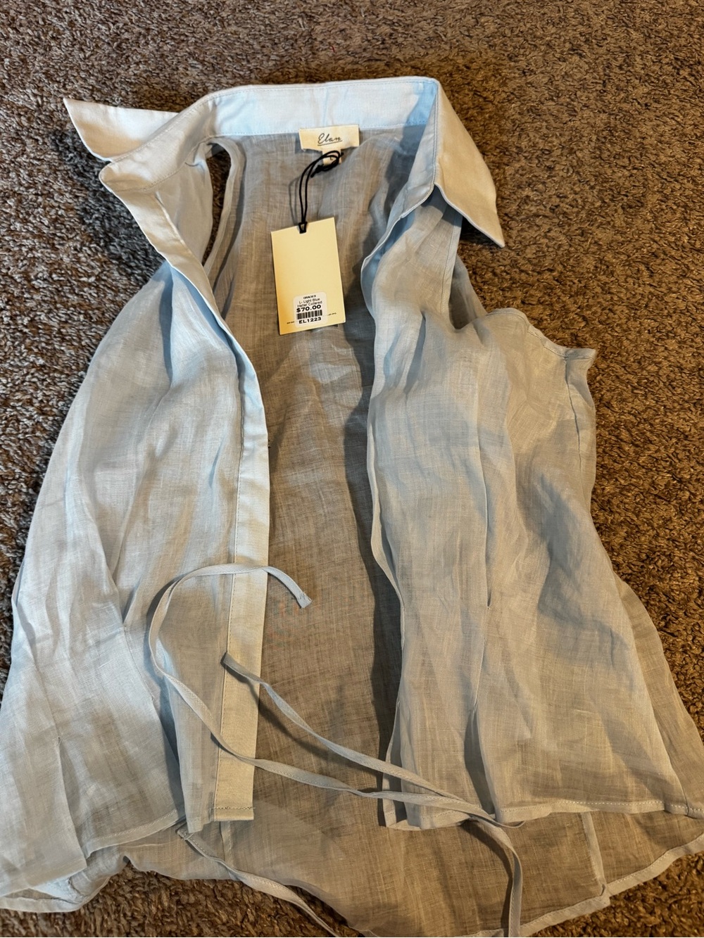 Elan Light Blue Halter-Collared Top size Large NWT